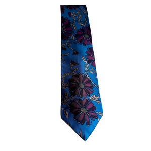 Teal Blue Floral Warren Scott Silk Necktie
